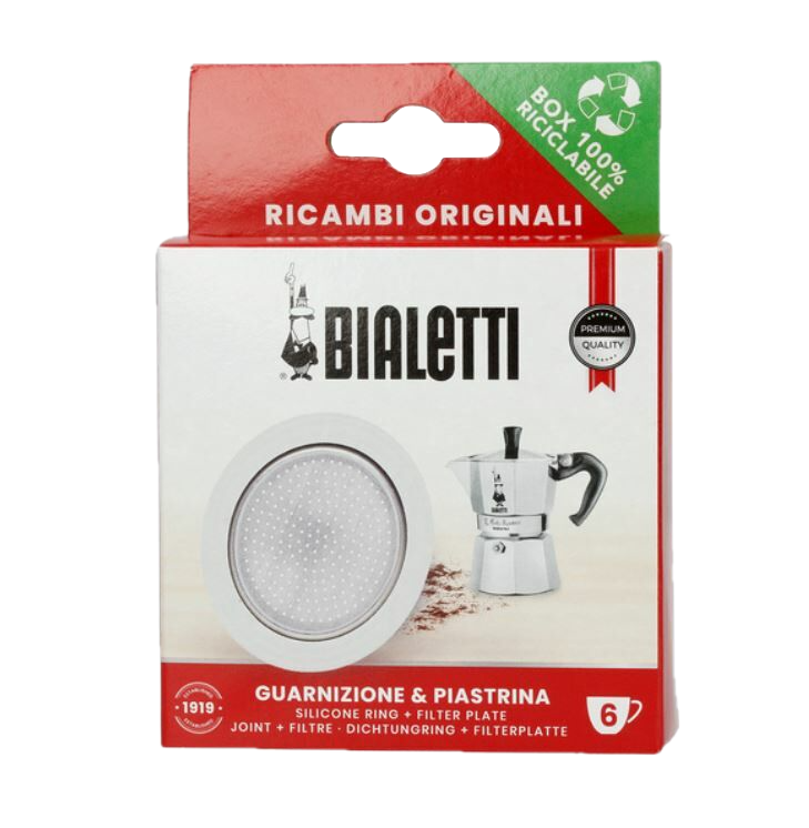 Moka Gasket Set 6 Cup – 1 Gasket + Filter Plate